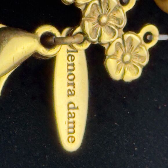 Lenora Dame Statement Necklace 3-Strand Wood Glass Stone Faux Pearl Beads - Picture 7 of 13